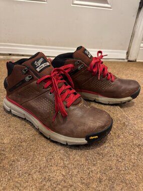 Danner Brown Leather Trail Boots with Red Laces